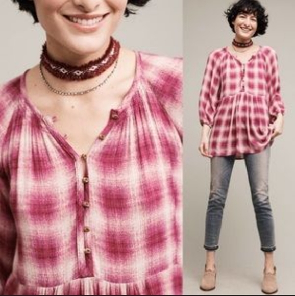 Maeve - Cavalon Plaid Blouse - Size XS - Picture 2 of 10